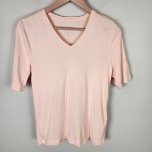 NWT Chico's Faye Elbow Sleeve‎ V-Neck T-Shirt Top Seashell Pink Size 1/US M #644